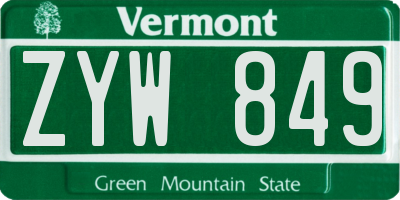 VT license plate ZYW849