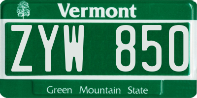 VT license plate ZYW850