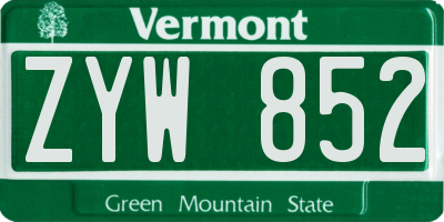 VT license plate ZYW852