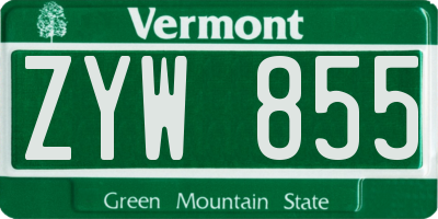 VT license plate ZYW855