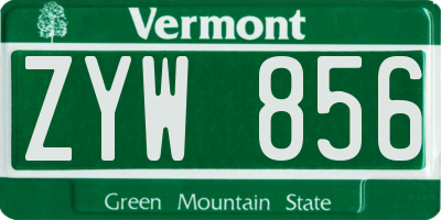 VT license plate ZYW856