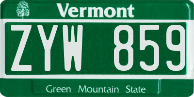 VT license plate ZYW859