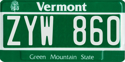 VT license plate ZYW860