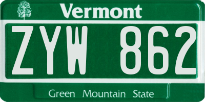VT license plate ZYW862