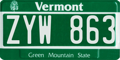 VT license plate ZYW863