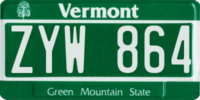 VT license plate ZYW864