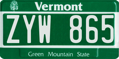 VT license plate ZYW865