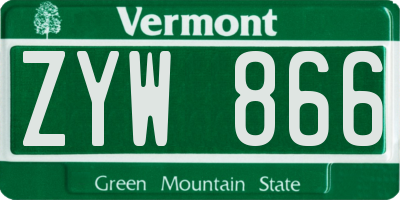 VT license plate ZYW866