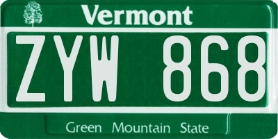 VT license plate ZYW868