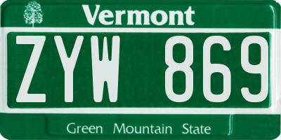 VT license plate ZYW869