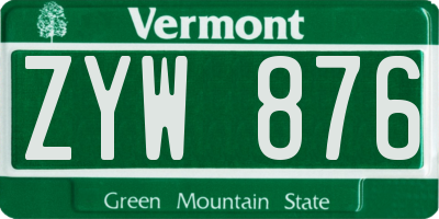 VT license plate ZYW876