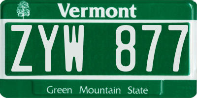 VT license plate ZYW877