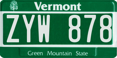 VT license plate ZYW878