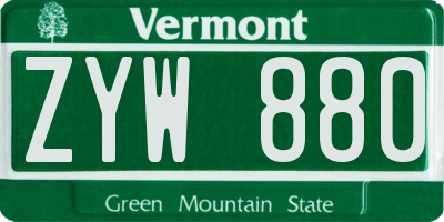 VT license plate ZYW880