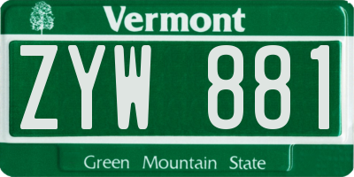 VT license plate ZYW881