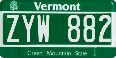 VT license plate ZYW882