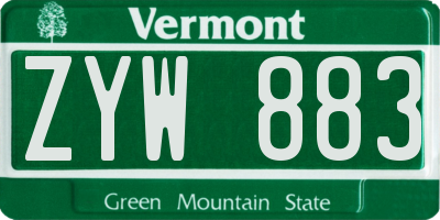 VT license plate ZYW883