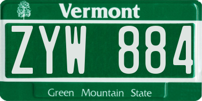 VT license plate ZYW884