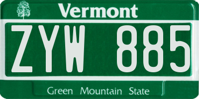 VT license plate ZYW885