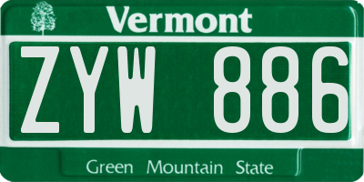 VT license plate ZYW886