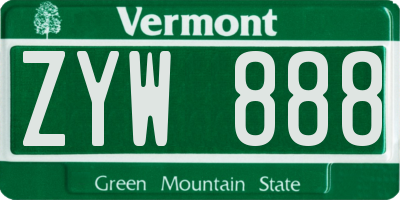 VT license plate ZYW888