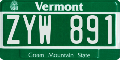 VT license plate ZYW891