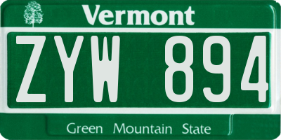 VT license plate ZYW894