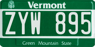 VT license plate ZYW895