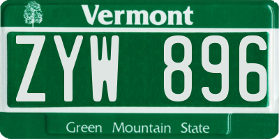 VT license plate ZYW896