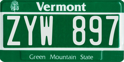 VT license plate ZYW897