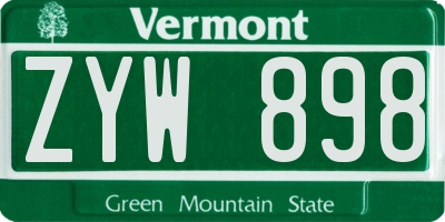 VT license plate ZYW898