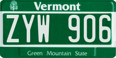 VT license plate ZYW906