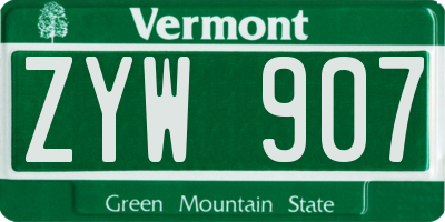 VT license plate ZYW907