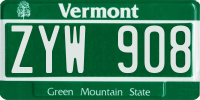VT license plate ZYW908