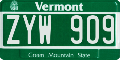VT license plate ZYW909