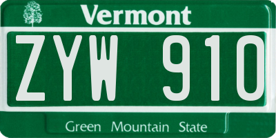 VT license plate ZYW910