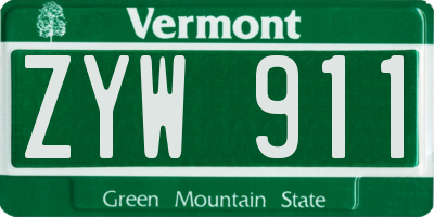 VT license plate ZYW911