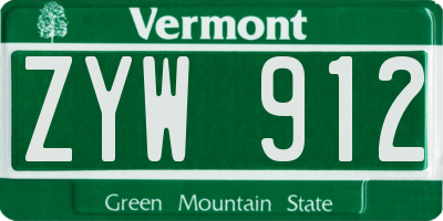 VT license plate ZYW912