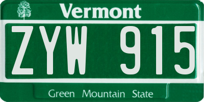 VT license plate ZYW915