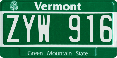 VT license plate ZYW916