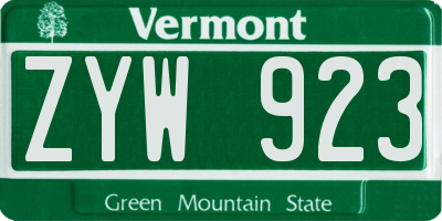 VT license plate ZYW923