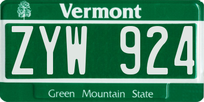 VT license plate ZYW924
