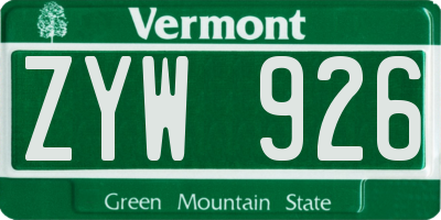 VT license plate ZYW926