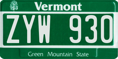 VT license plate ZYW930