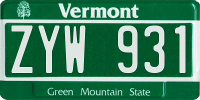 VT license plate ZYW931