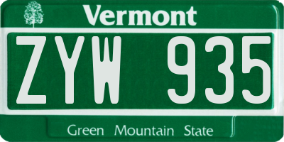 VT license plate ZYW935