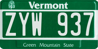 VT license plate ZYW937