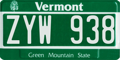 VT license plate ZYW938