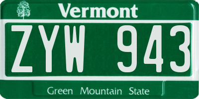 VT license plate ZYW943