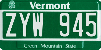 VT license plate ZYW945